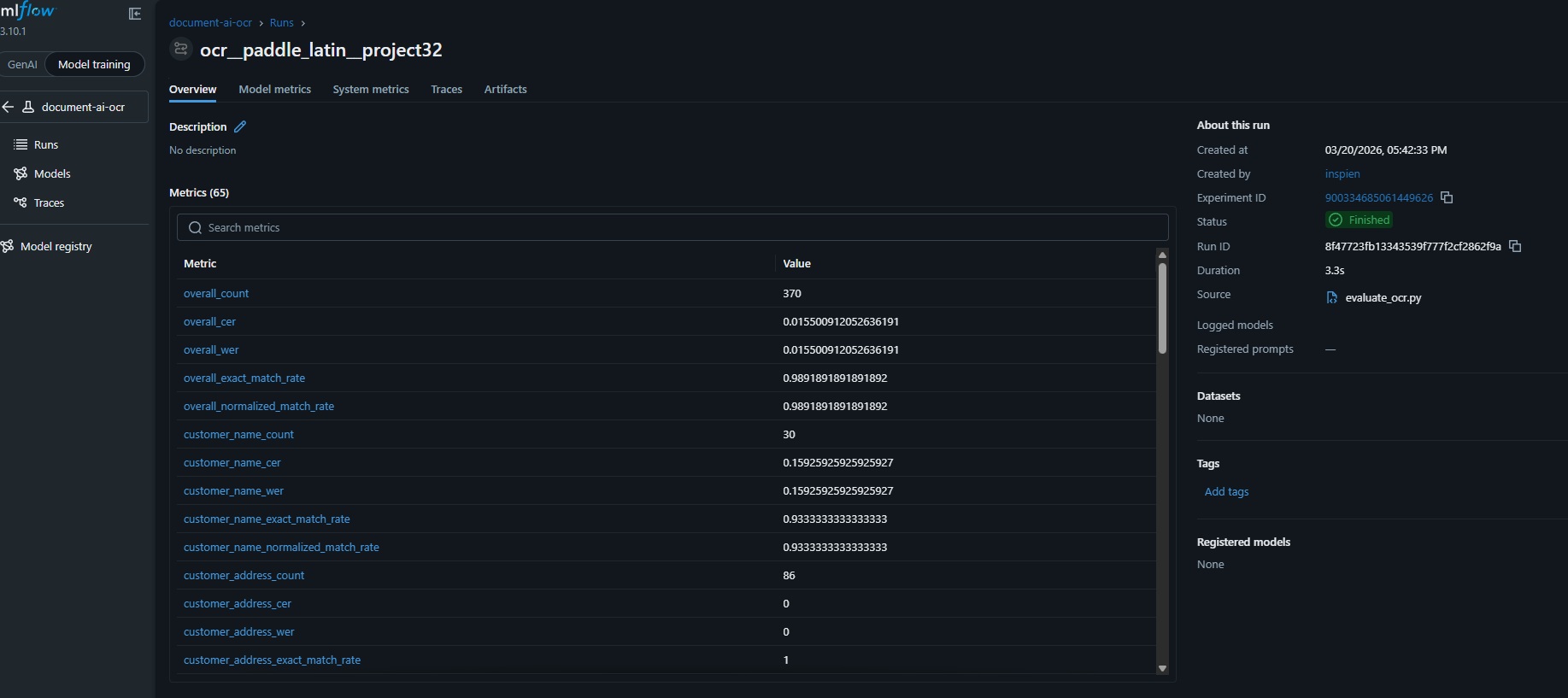 성능 측정 결과 표 4 — 전체 라벨 성능 분포